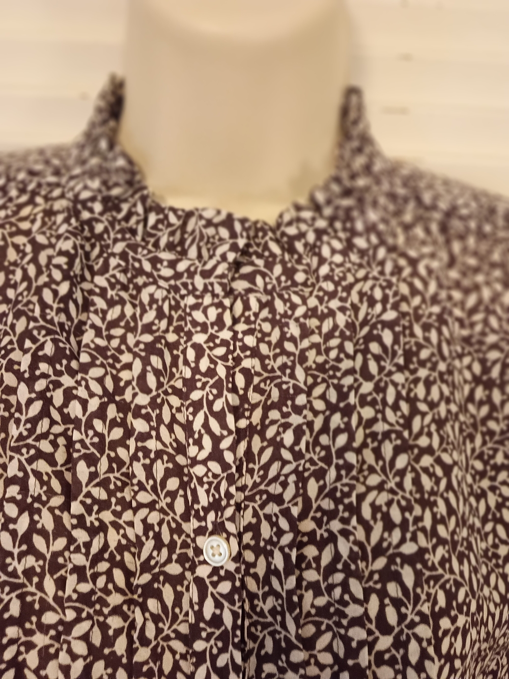 LOFT Brown Printed Long-Sleeve Henley Blouse - Picture 3 of 6